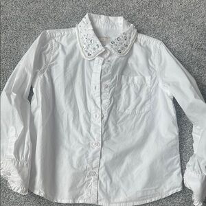 Crewcuts White Button Down Shirt with Embellished Collar